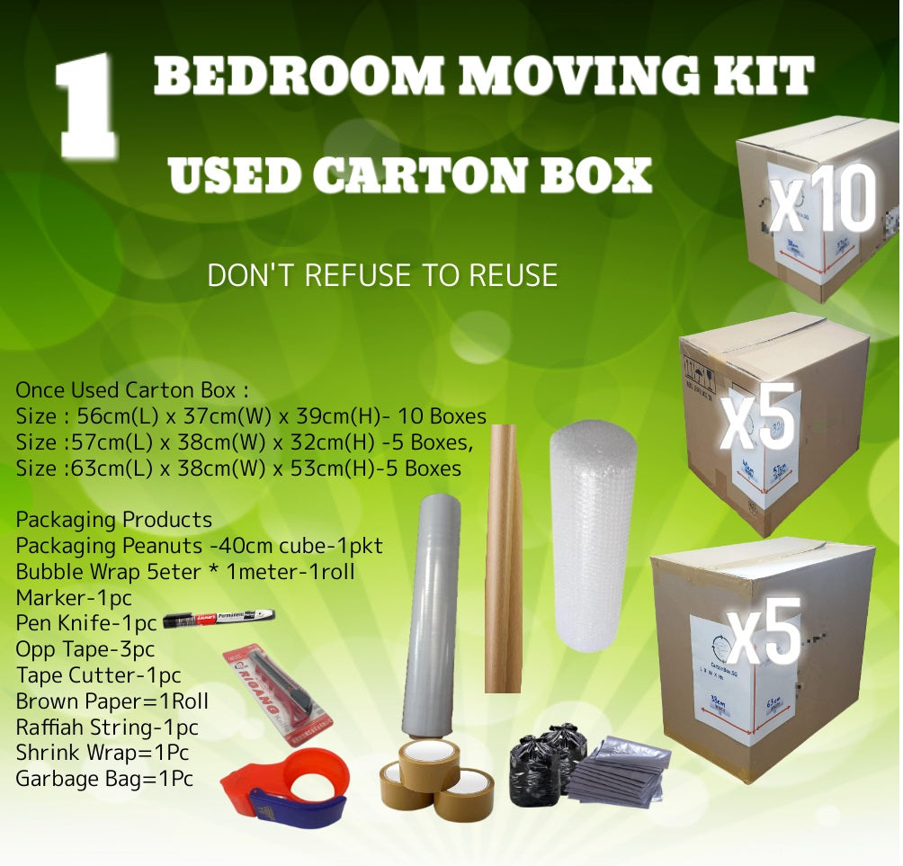 1 Bedroom Used Box Moving Package 100 + Free Delivery cartonbox.sg