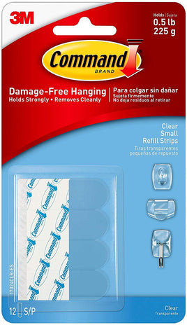 Command Poster Hanging Strips, 12 Strips, Clear, 17024CLR - CartonBox.Sg