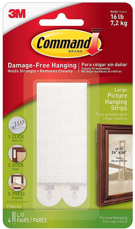Command 17206-ES Large Picture Hanging Strips, White 4 Pairs - CartonBox.Sg