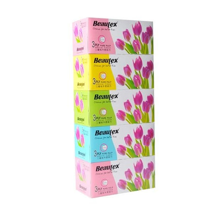 BEAUTEX BOX FACIAL TISSUE 3PLY x 5 x 100'S - CartonBox.Sg
